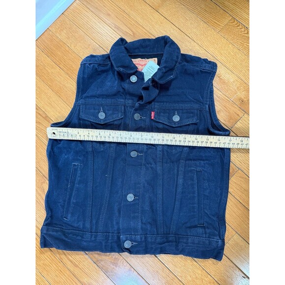Levi Strauss Girl’s Dark Wash Indigo Blue Denim Vest Button Up Size Medium 10-12 - Picture 3 of 4